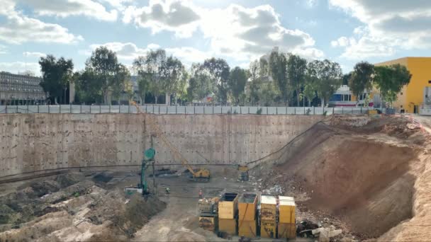 Tel Aviv Israël April 2019 Pit Voor Bouw Van Een — Stockvideo