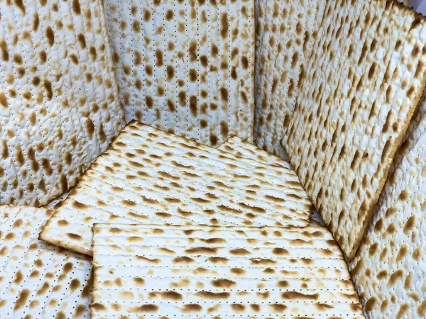 Yahudi Matzah Ekmek Arka Planı Yahudi Bayramı Için Matzah Seçici — Stok fotoğraf