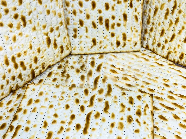 犹太人Matzah面包背景 Matzah的犹太逾越节 有选择的软重点 — 图库照片