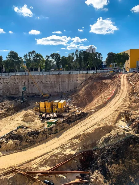 Tel Aviv Israel Abril 2019 Foso Para Construcción Edificio Varios — Foto de Stock