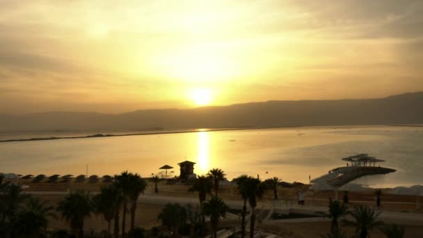 Prachtige Complete Time Lapse Dode Zee Zonsopgang Boven Jordanië Bergen — Stockvideo