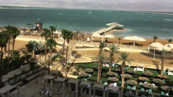 死海酒店海滩风景 — 图库视频影像