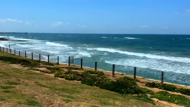 Strong Sea Storm Sea Waves Crash Rocks Coast Time Lapse — Stock Video