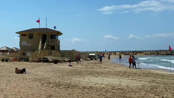 Tel Aviv Israel Maj 2021 Tel Baruch Medelhavets Havsstrand Vårdagen — Stockvideo