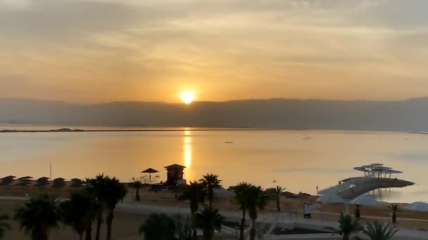 Prachtige Complete Time Lapse Dode Zee Zonsopgang Boven Jordanië Bergen — Stockvideo