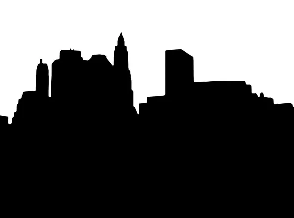 Lower Manhattan silhouet op witte achtergrond — Stockfoto