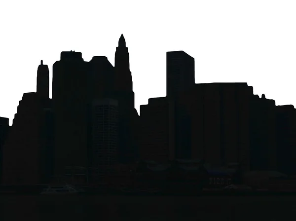 Nedre Manhattan silhuett på hvit bakgrunn – stockfoto