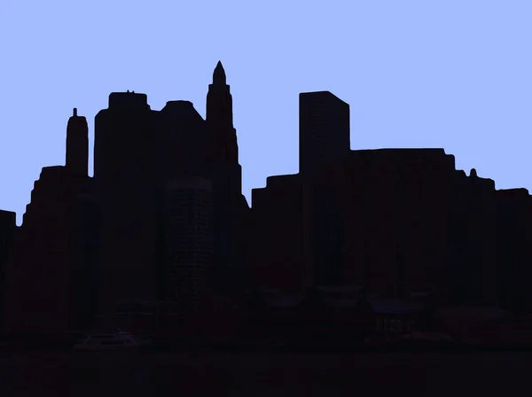 Lower Manhattan silhouette on blue background — Stock Photo, Image