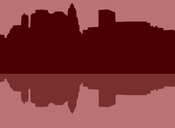 Lower Manhattan silhouet op rode achtergrond — Stockfoto