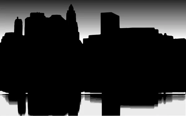 Lower Manhattan silhouet op witte achtergrond — Stockfoto