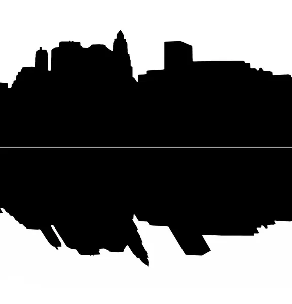 Lower Manhattan silhouette on white background — Stock Photo, Image