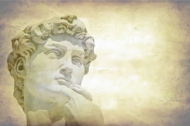 Michelangelo'nun David heykeli tasarım veya metin için yer ile detayını Grunge