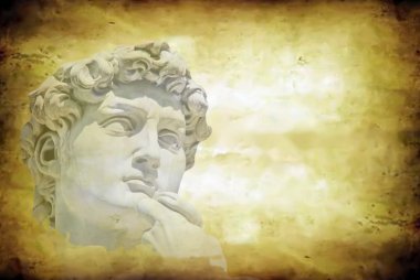 Michelangelo'nun David heykeli tasarım veya metin için yer ile detayını Grunge