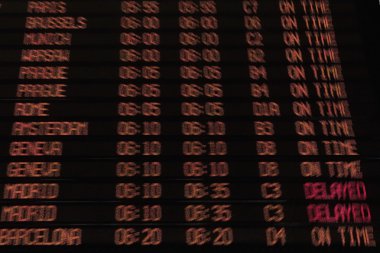 Display with schedule of aircraft departure