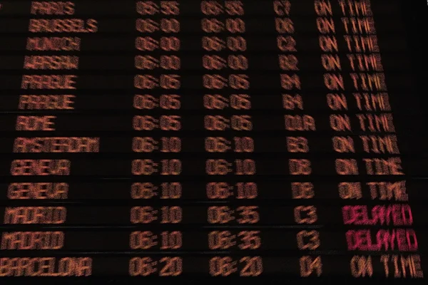 Display with schedule of aircraft departure — Stock Photo, Image