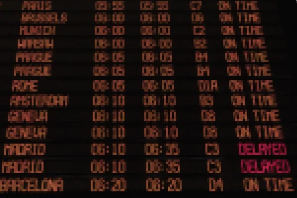 Display with schedule of aircraft departure — 图库照片