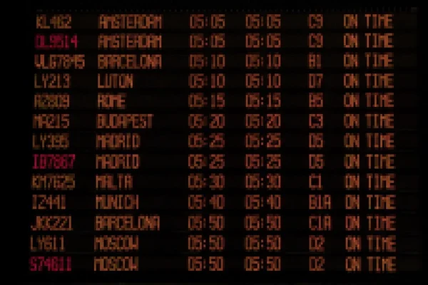 Display with schedule of aircraft departure — Stock Photo, Image