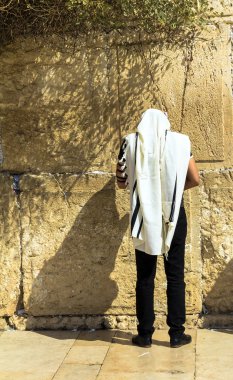 Tallith ve ağlama duvarı önemli bir dini Yahudileri dua Tefillin'i tanımlanamayan Yahudi tapan