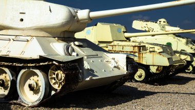 Rusya T-55 tanklarla IDF tarafından yakalanan ön yaptı. Latrun. İsrail