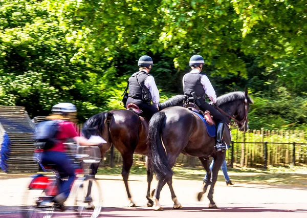 Policie ženy na koních na The Mall, ulice před Buckinghamským palácem v Londýně — Stock fotografie