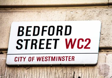  Bedford sokak işareti City Westminster, Londra, İngiltere