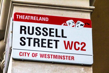 Russell sokak işareti City Westminster, Londra, İngiltere