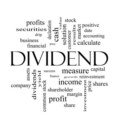 Dividend Word Cloud Concept in black and white
