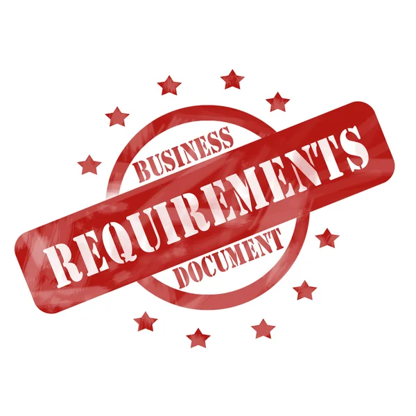 Red Weathered Business Requisitos Documento Carimbo Círculo projeto — Fotografia de Stock
