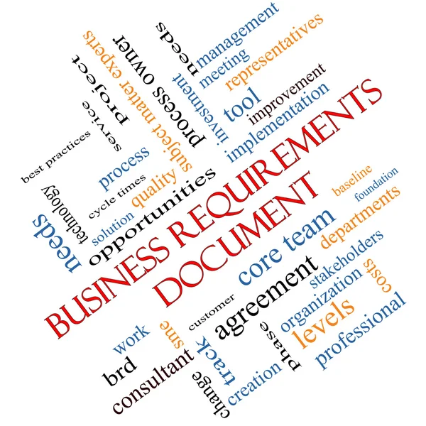 Business Requirements Document Word Cloud Concept Angled — Stock Photo, Image