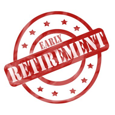 Kırmızı Yıpranmış Erken Emeklilik Pul Çevreler ve Yıldızlar