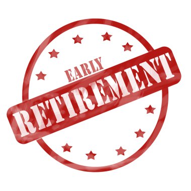 Kırmızı Yıpranmış Erken Emeklilik Pul Circle ve Yıldız