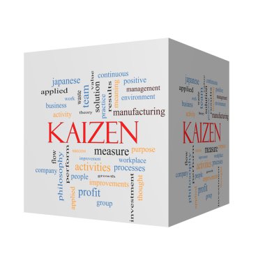 Kaizen 3D cube Word Cloud Concept clipart