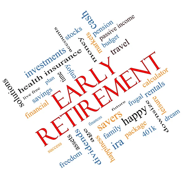 Early Retirement Word Cloud Concept Angled — Stock Photo, Image