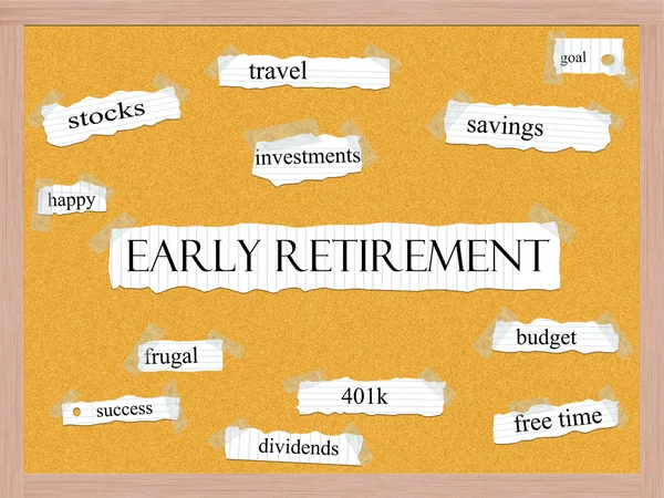 Concetto di parola del cartone ondulato di pensionamento anticipato — Foto Stock