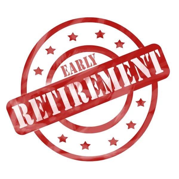 Kırmızı Yıpranmış Erken Emeklilik Pul Çevreler ve Yıldızlar