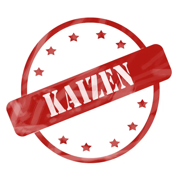 Red Weathered Kaizen sello círculo y estrellas —  Fotos de Stock