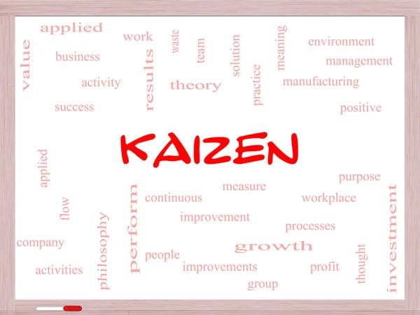 Kaizen Word Cloud Concept on a Whiteboard — Stock Photo, Image