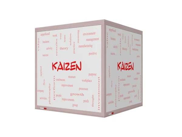 Kaizen Word Cloud Concept on a 3D Whiteboard — Stock Photo, Image