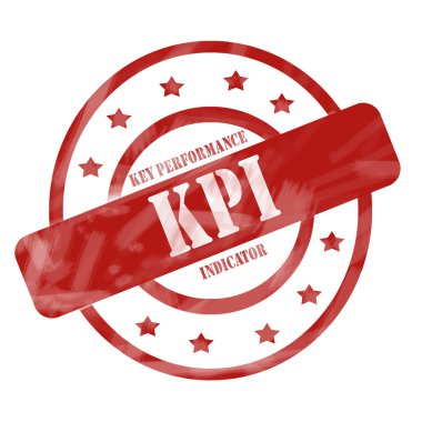 Kırmızı yıpranmış KPI damga daireler ve yıldız
