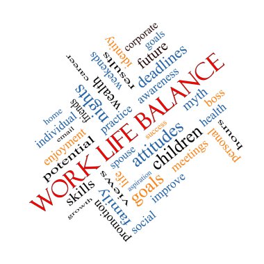 Work Life Balance Word Cloud Concept angled clipart