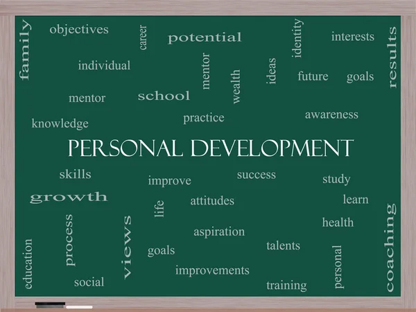 Personal Development Word Cloud Concept on a Blackboard — Stock Photo, Image