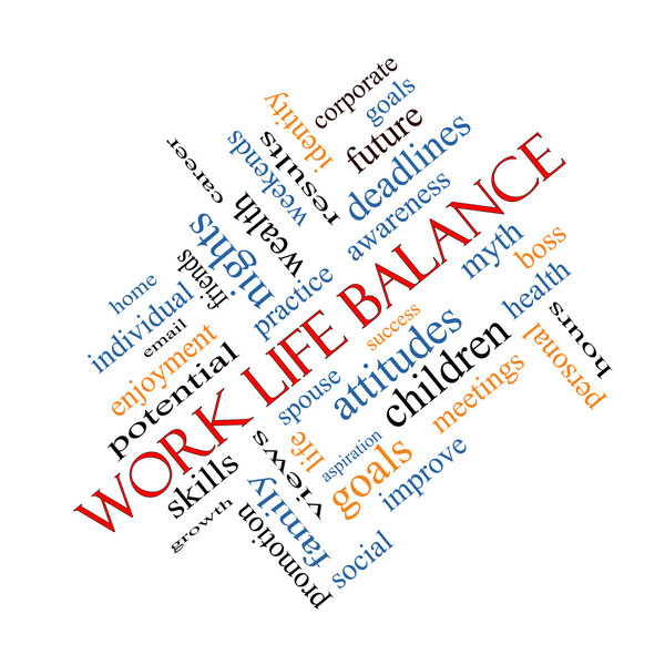 Work Life Balance Word Cloud Concept angled