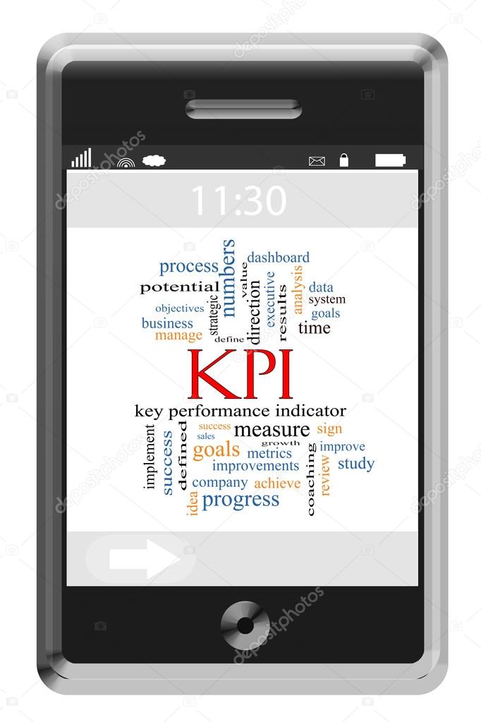 KPI Word Cloud Concept on a Touchscreen Phone