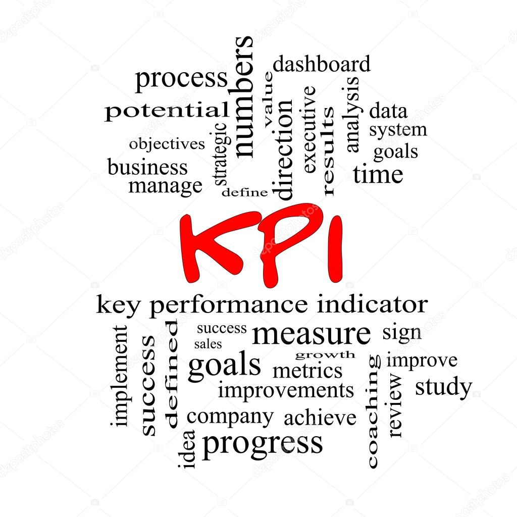 KPI Word Cloud Concept in red caps