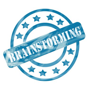 Mavi yıpranmış beyin fırtınası damga daire ve yıldız