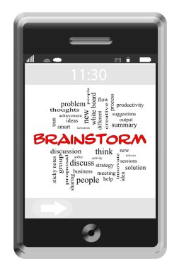 Brainstorm Word Cloud Concept on a Touchscreen Phone clipart