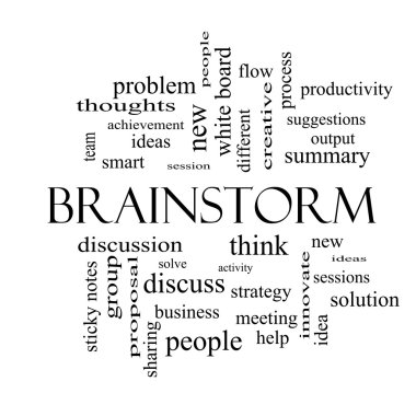 Brainstorm Word Cloud Concept in black and white clipart