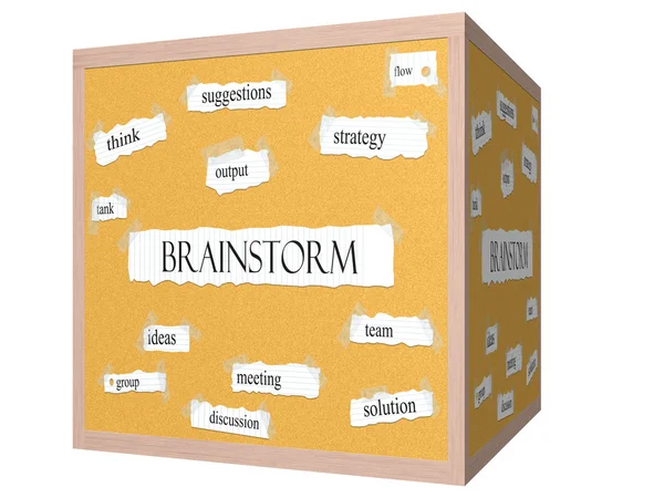 Brainstorm 3D cubo Corkboard Word Concept — Foto de Stock