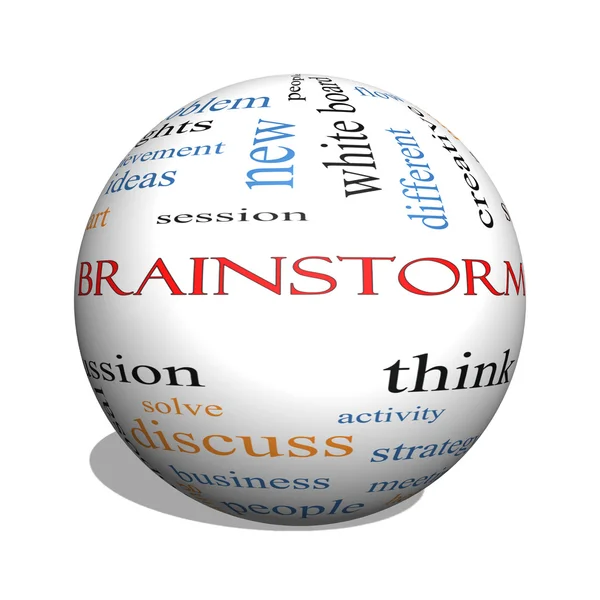 Brainstorm Sfera 3D Concetto Word Cloud — Foto Stock