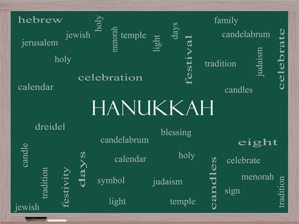 Hanukkah Word Cloud Concept on a Blackboard — Stock Photo, Image